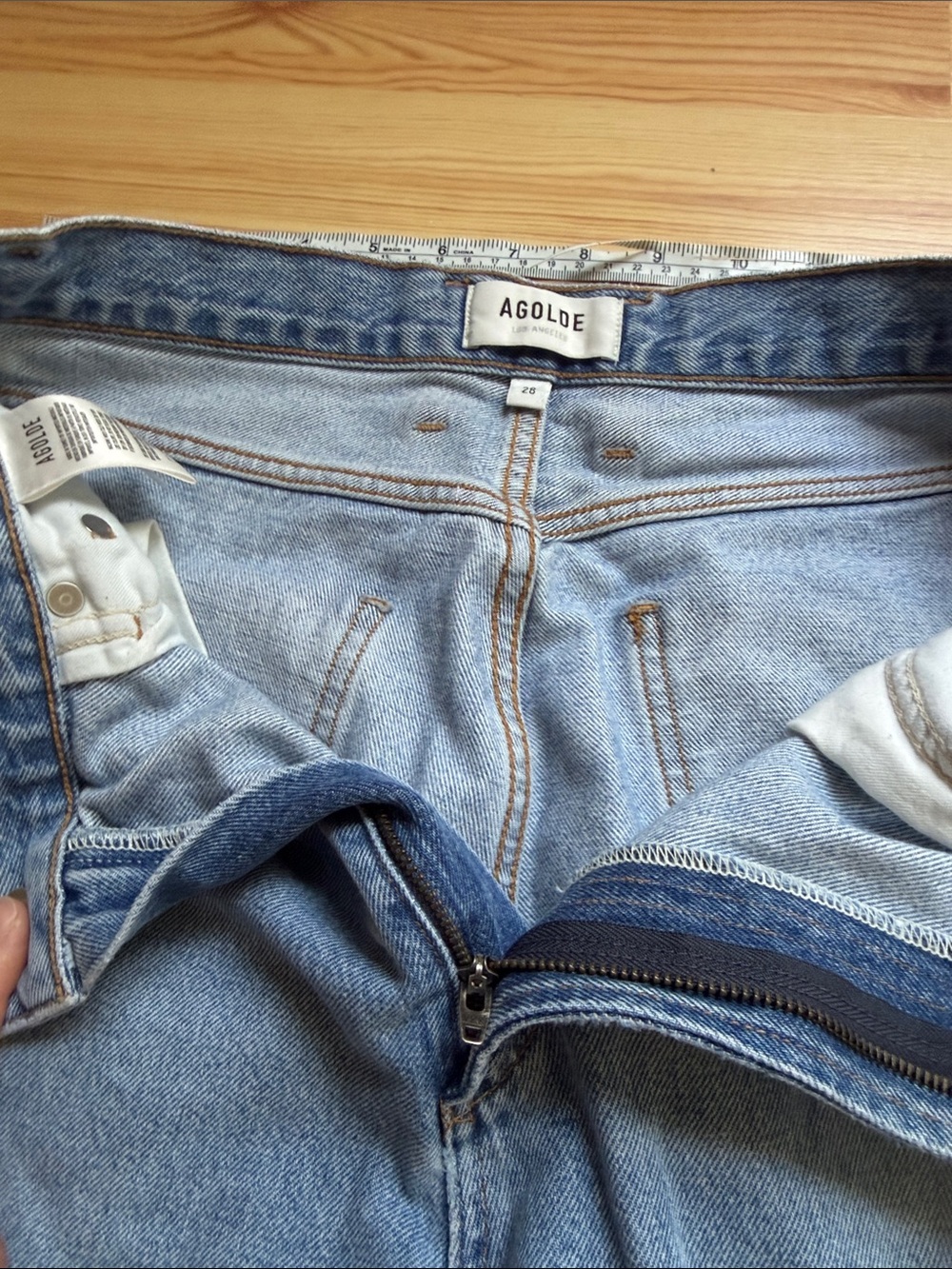 Agolde Light Blue High-Waist Wide-Leg Jeans size 28” - Picture 4 of 6